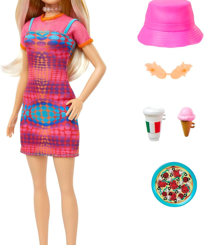 Barbie Pink Passport Italy Adventures Doll Set with Blonde Doll, Clothes, Summer Accessories and Food Pieces for Kids Ages 3 and Up