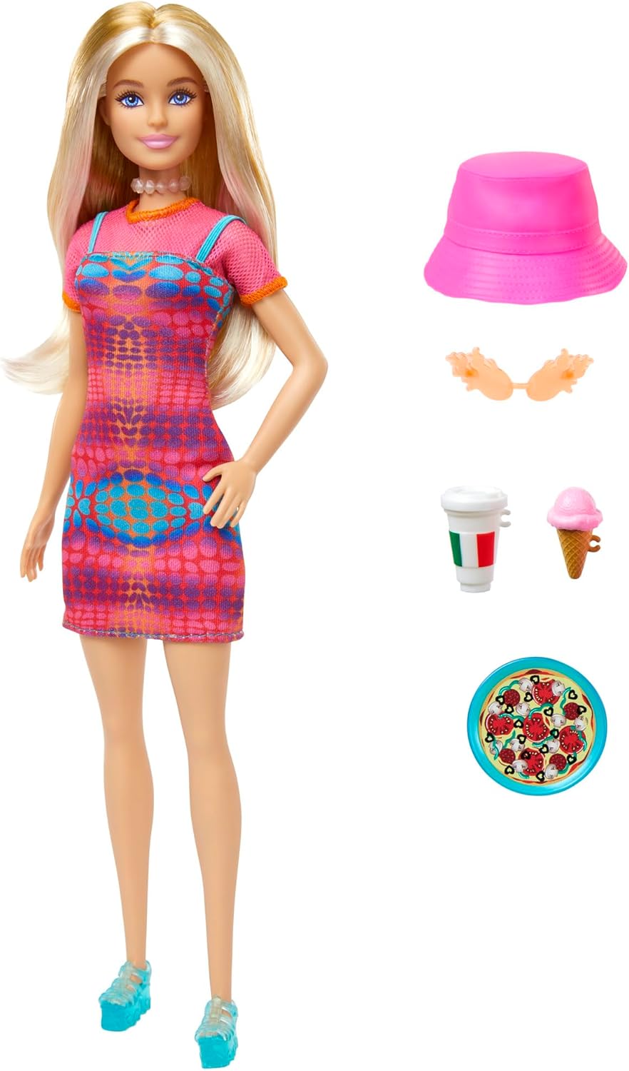 Barbie Pink Passport Italy Adventures Doll Set with Blonde Doll, Clothes, Summer Accessories and Food Pieces for Kids Ages 3 and Up