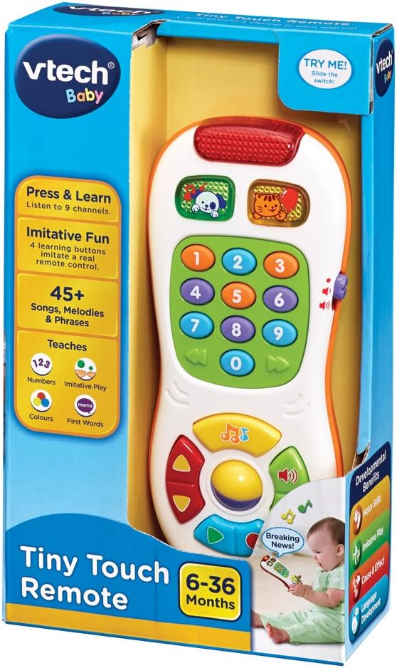 VTech Tiny Touch Remote Learning Toy with Lights Songs Sounds and Activity Buttons Multicolour 6m+