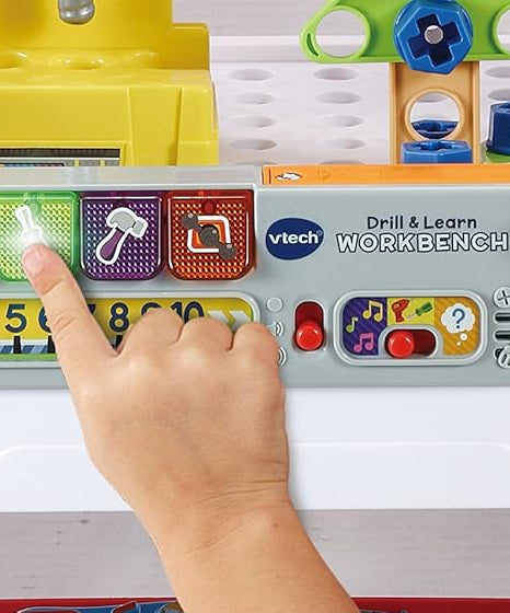 VTech My Busy Workbench, Interactive Toddler Toy, Pretend Play Tools, 100+ Pieces, Lights, Music & Sounds, Kids Gifts 3, 4, 5 + Years, English Version