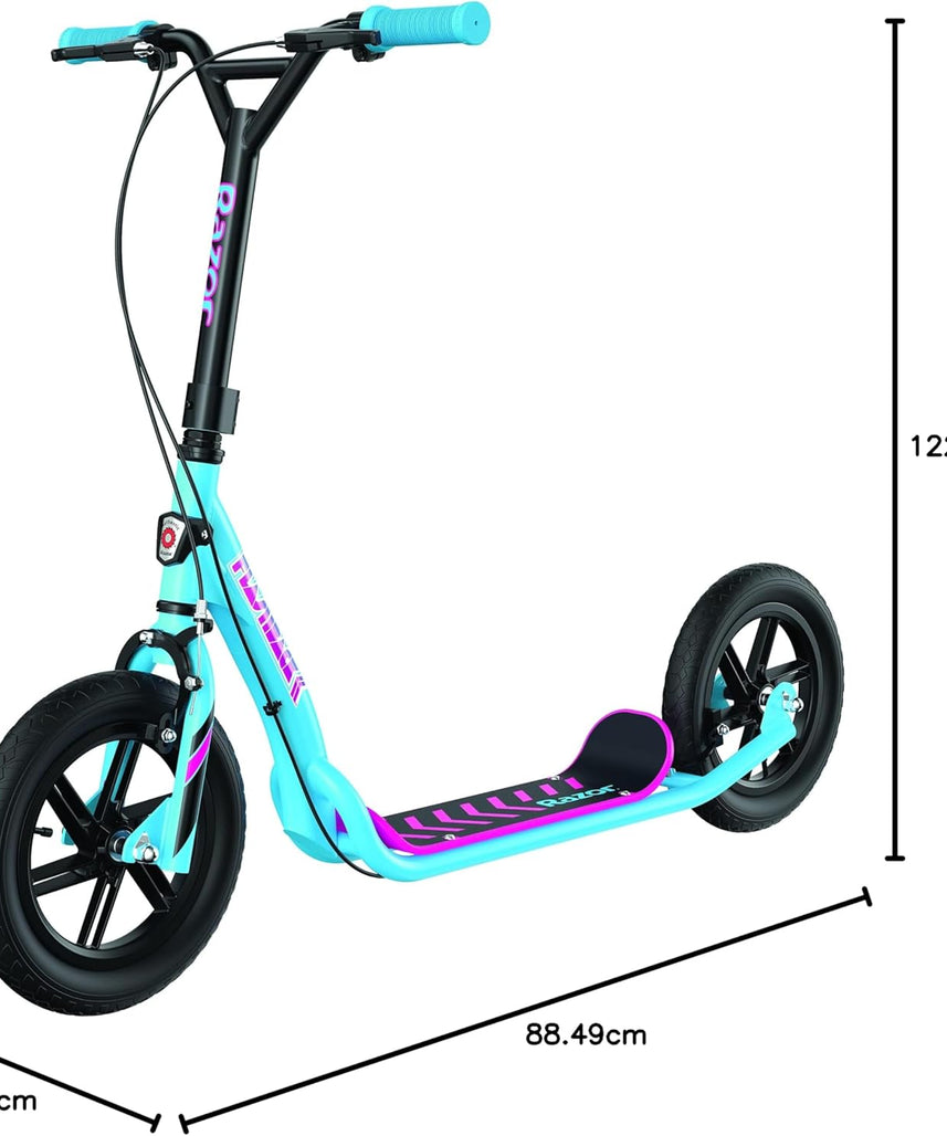 Razor Flashback Kick Scooter, 12 Inch Mag Wheels, Air Filled Tires, Dual Hand Brakes, BMX Style Ride, Steel Frame, Large Deck, Smooth Ride for Kids and Teens 8+