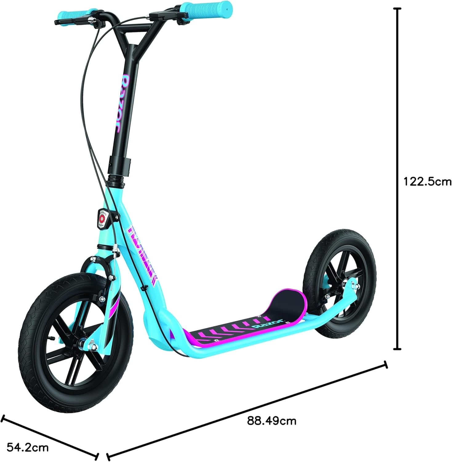 Razor Flashback Kick Scooter, 12 Inch Mag Wheels, Air Filled Tires, Dual Hand Brakes, BMX Style Ride, Steel Frame, Large Deck, Smooth Ride for Kids and Teens 8+