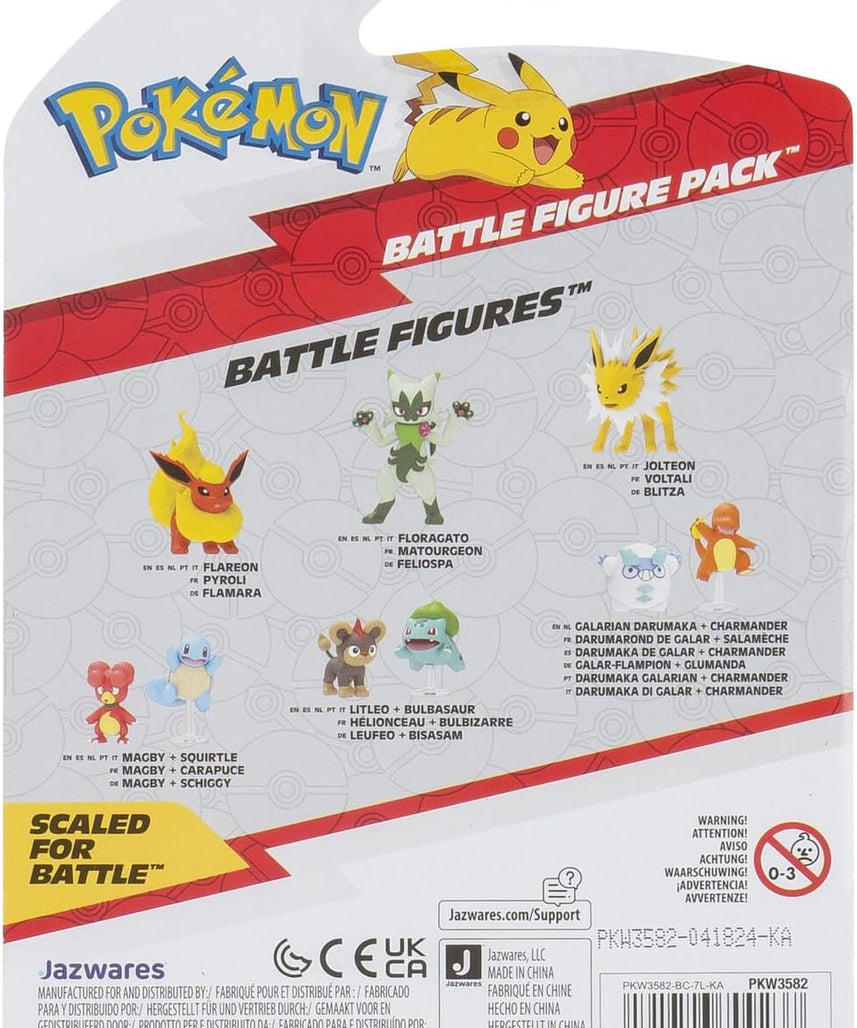 Pokemon Battle Figure Galarian Darumaka & Charmander, Official Detailed Action Figures, Play Figurines for Kids, Toy Gift