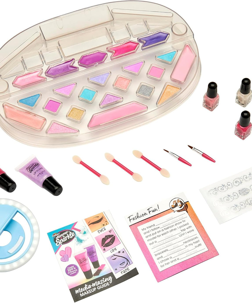 Shimmer N Sparkle Light-Up Beauty Studio, SNS-17346, Selfie Makeup Kit, Phone Holder, USB Charging, Girls Toy