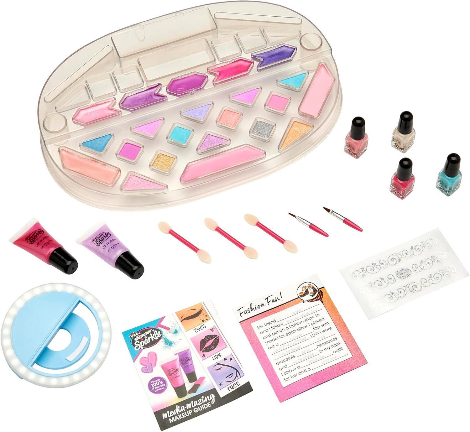 Shimmer N Sparkle Light-Up Beauty Studio, SNS-17346, Selfie Makeup Kit, Phone Holder, USB Charging, Girls Toy