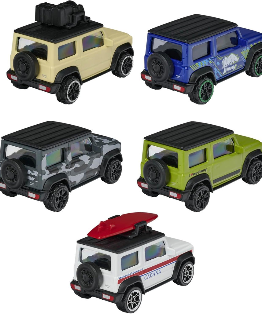 Majorette Suzuki Jimny 5-Piece Gift Pack – Die-Cast Metal Toy Cars, Rolling Wheels, Collectible Mini Vehicles for Kids, 1:64 Scale