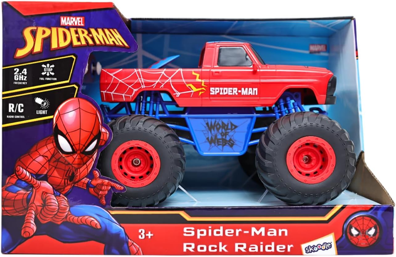 Marvel Spider-Man Rock Raider Remote Control Car, Official 2.4 GHz Full Function R/C Vehicle, Rugged Rock Crawler Toy for Kids Ages 3+
