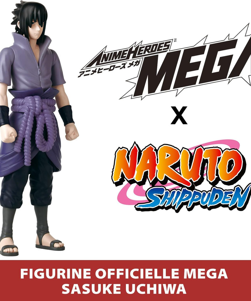 Bandai - Anime Heroes - Naruto Shippuden - Manga Figure Anime Heroes Mega 30 cm - Sasuke Uchiwa - Official Naruto Licence - Large Articulated Naruto Figure - Toy for Children from 4 Years - 38152