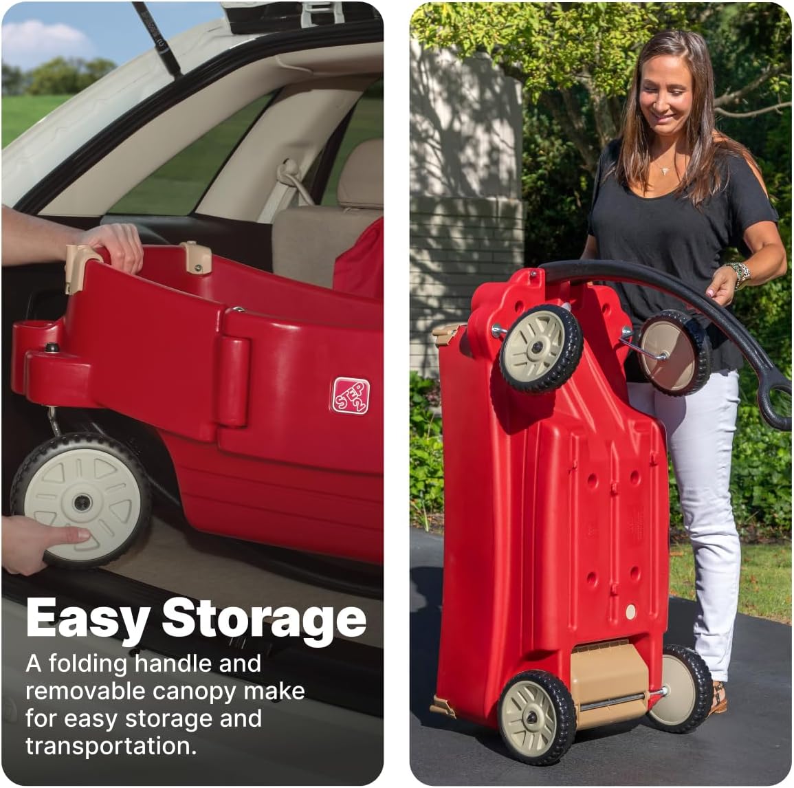 Step2 All Around Canopy Wagon 822700, Red, Kids Ride-On Pull Wagon with Canopy, Toddlers & Preschoolers