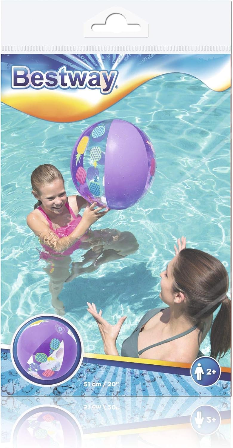 Bestway Designer Beach Ball, Assorted Color, 51 cm, 26 31036, Multi -Colour