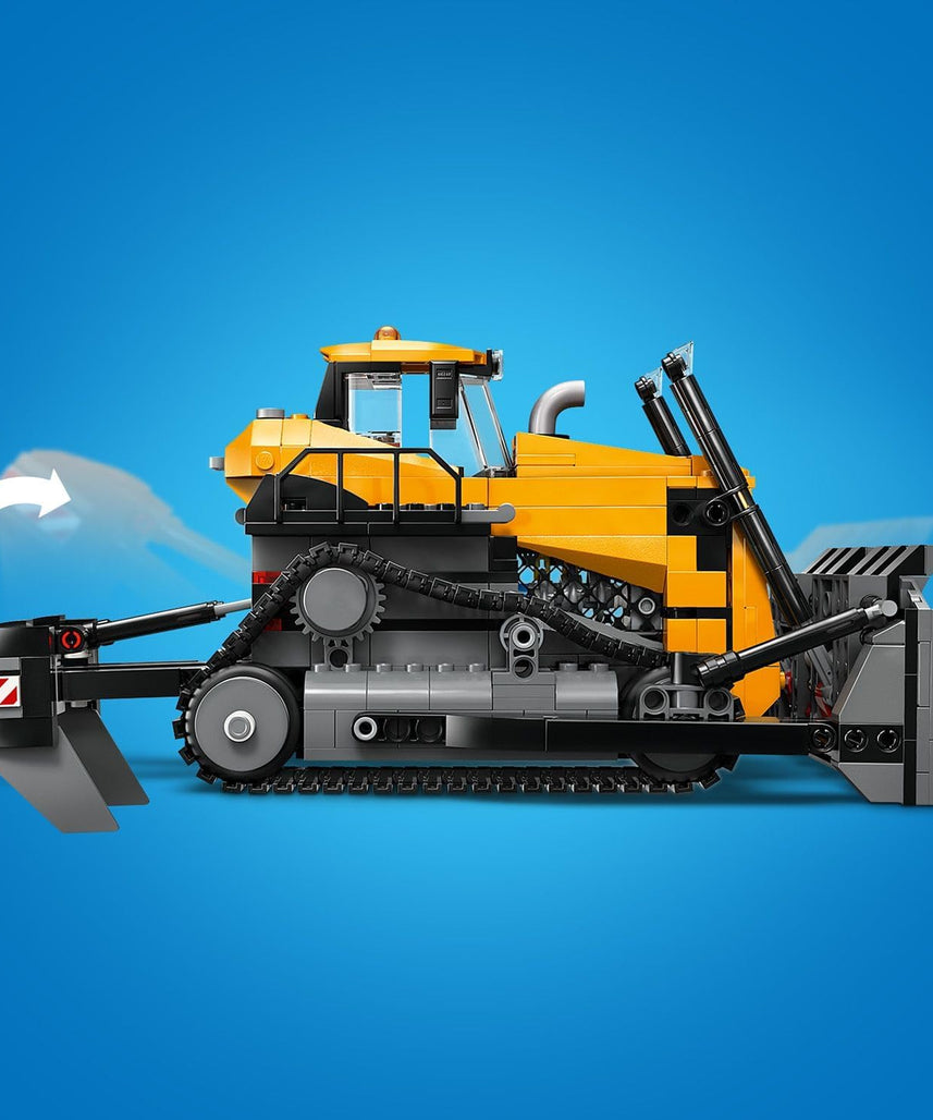 LEGO City Yellow Bulldozer Toy - Large Construction Vehicle Building Set - incl. 3 Minifigures plus Loose Bricks & Road Signs - Birthday Gift for 8+ Year Old Boys - 60466