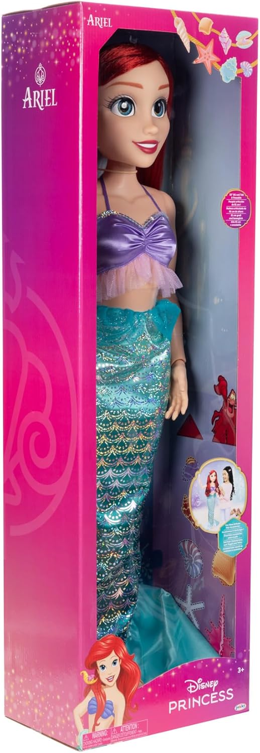 Disney Princess Playdate Ariel Doll 32 Inch, Large Ariel Doll with Accessories, The Little Mermaid Big Size Princess Figure, Poseable Doll for Imaginative Role Play, Kids Toys 3 Years+