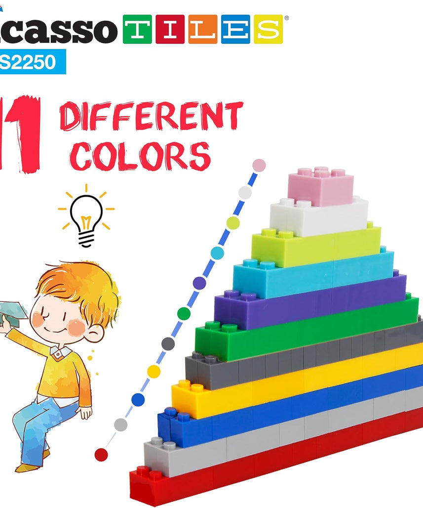 PicassoTiles 2250 PCs Building Block Tiles Creative Shapes to Enhance Imaginative Play Unique Set to Build Houses Animals Dinosaurs and More Vibrant STEM Toys Washable for Learning Education Ages 3+
