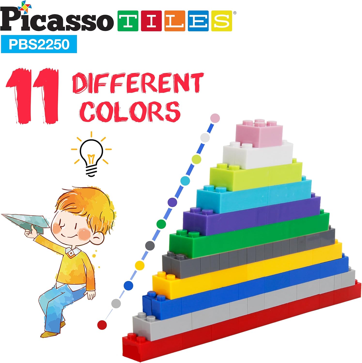 PicassoTiles 2250 PCs Building Block Tiles Creative Shapes to Enhance Imaginative Play Unique Set to Build Houses Animals Dinosaurs and More Vibrant STEM Toys Washable for Learning Education Ages 3+