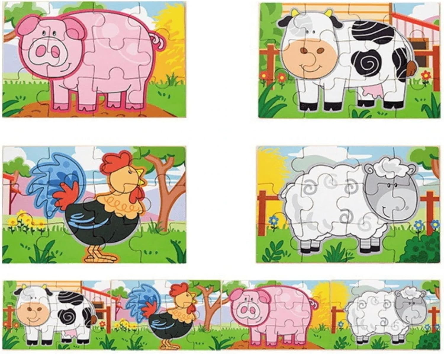 مجموعة فيجا فارم، أحجية الصور المقطوعة من 48 قطعة، لعبة مونتيسوري الخشبية، تنمي المهارات الحسية والإدراكية والحركية الدقيقة، لعبة تعليمية للأطفال غير سامة وصديقة للبيئة، مناسبة للأولاد والبنات من عمر سنتين فما فوق