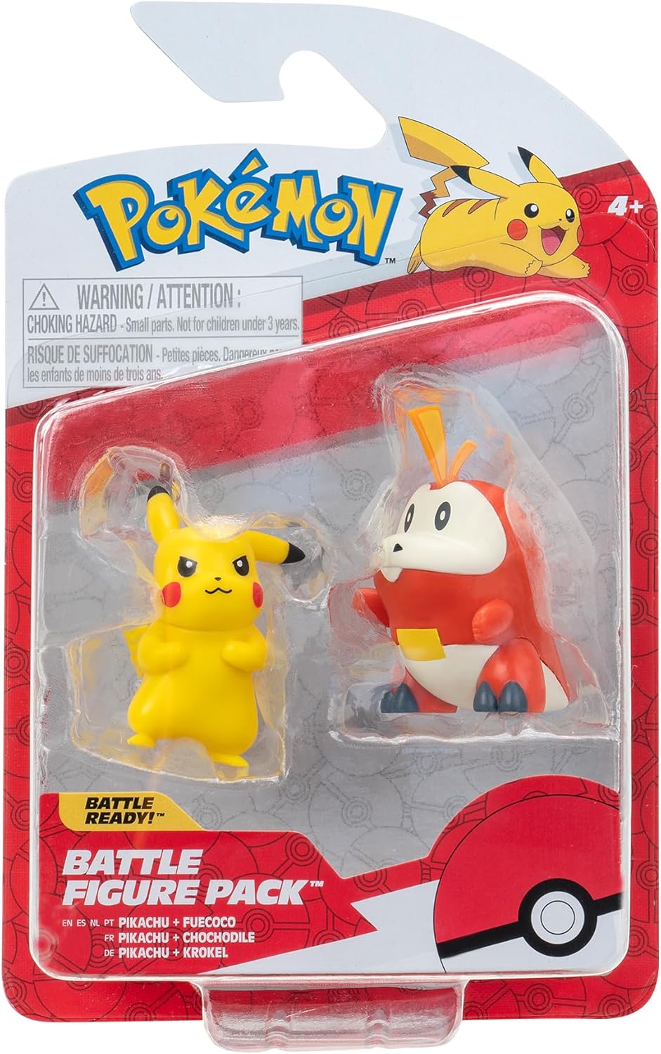 Pokémon Battle Figure First Partner 2 Pack, 2 Inch Fuecoco and Pikachu Action Figures, Authentic Anime Details, Official Jazwares Toy, Ages 4 Years and Up