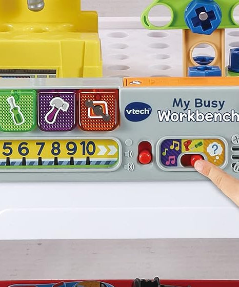 VTech My Busy Workbench, Interactive Toddler Toy, Pretend Play Tools, 100+ Pieces, Lights, Music & Sounds, Kids Gifts 3, 4, 5 + Years, English Version