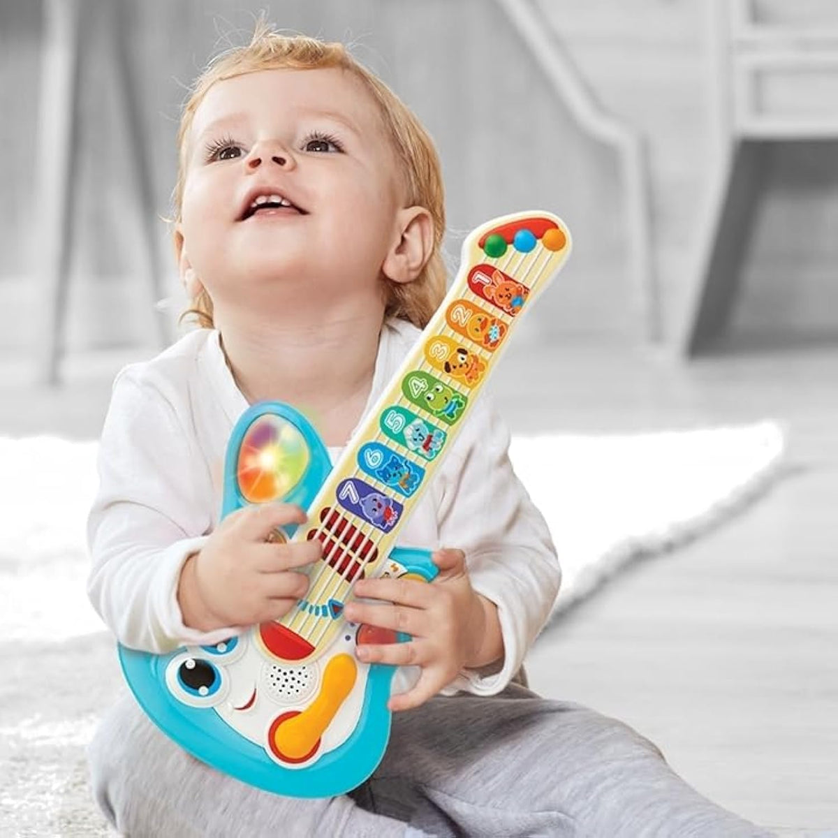 Winfun Baby Maestro Touch Guitar, Light-Up Musical Toy with Animal Sounds & Jam Mode, 3 Play Modes with Lights, Sounds & Whammy Bar, Educational Light-Up Music Toy, For Toddlers - 12 Months +