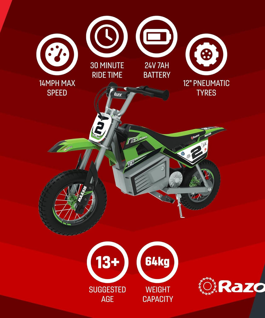Razor Dirt Rocket SX350 McGrath Green Electric Motocross Bike Ages 13+ Years
