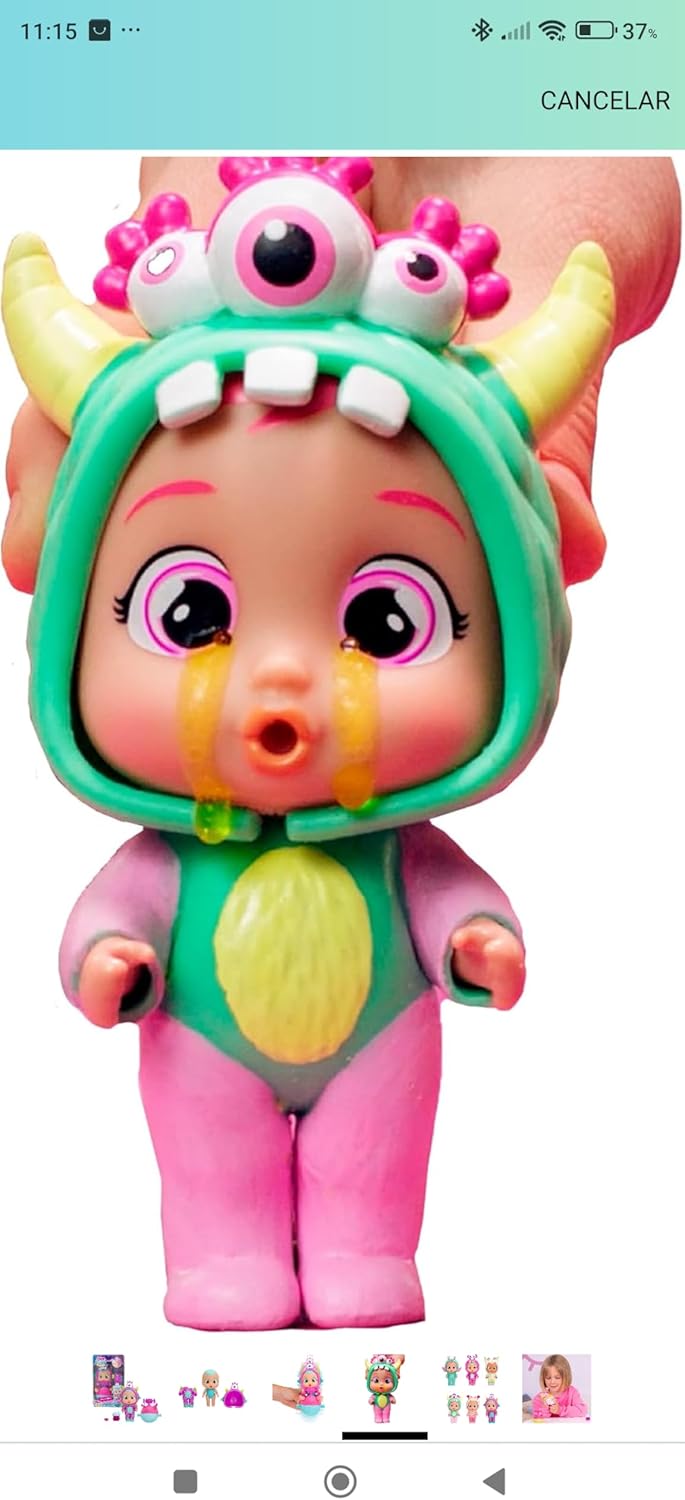 IMC Toys CRY Babies Zippy Mini Baby Doll with Monster Pyjamas, Tears, Slime and Jumping with Her Scooter, for Boys and Girls from 3 Years