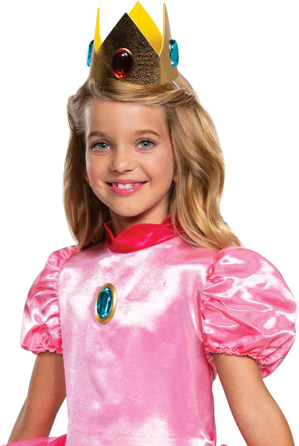 Disguise Princess Peach Costume Dress, Nintendo Super Mario Bros Deluxe Dress Up Outfit for Girls, Kids Size Small (4-6x), Pink