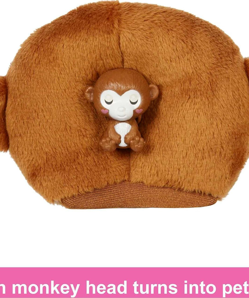 Barbie Cutie Reveal Chelsea Doll and Accessories, Jungle Series, Monkey-Themed Small Doll Set
