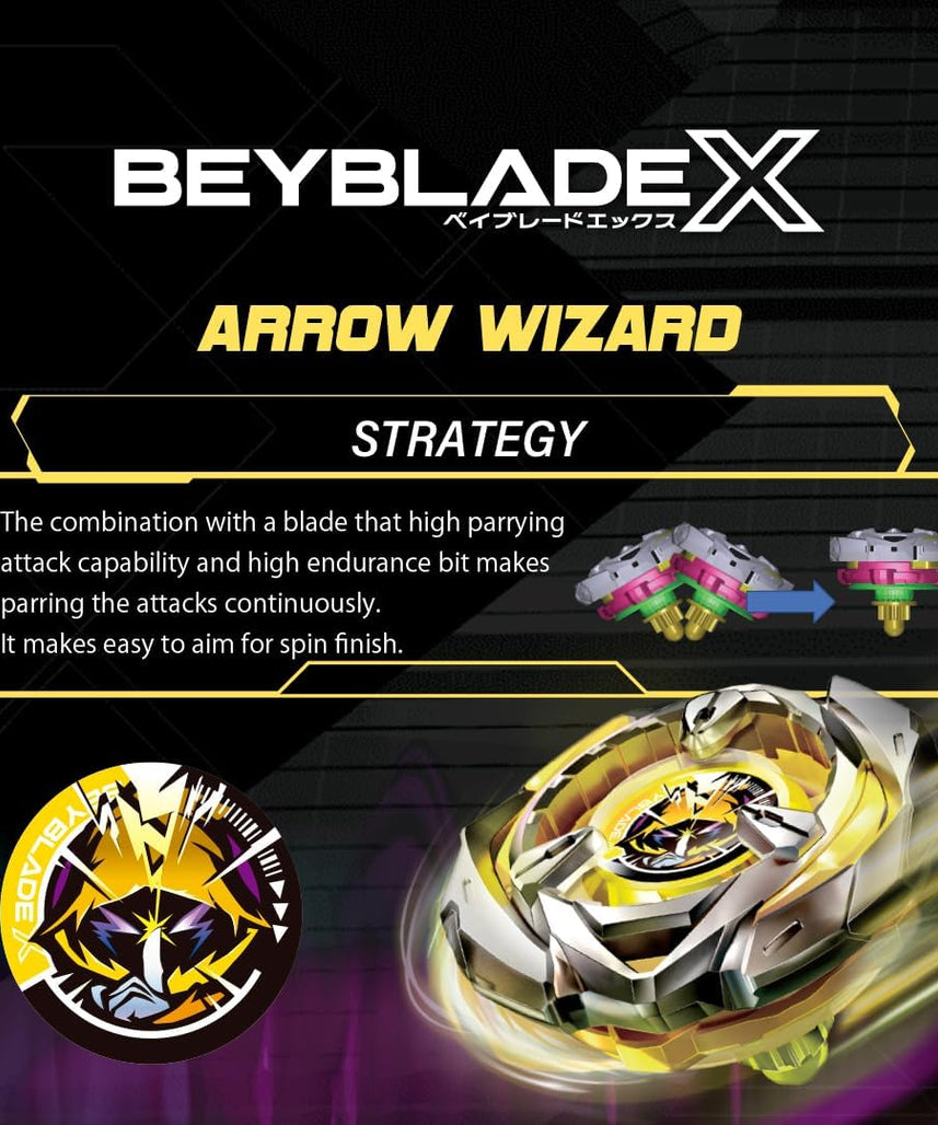 Takara Tomy Beyblade X Launcher Arrow Mysterious 4-80B Starter Pack Top & Launcher, Easy Grip, Battle Top Toy, Bey Toy for 8+ Year Old Boys Girls, Authentic Die-cast Metal Parts, Powerful Attacks