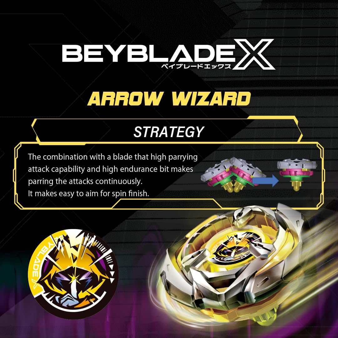 Takara Tomy Beyblade X Launcher Arrow Mysterious 4-80B Starter Pack Top & Launcher, Easy Grip, Battle Top Toy, Bey Toy for 8+ Year Old Boys Girls, Authentic Die-cast Metal Parts, Powerful Attacks