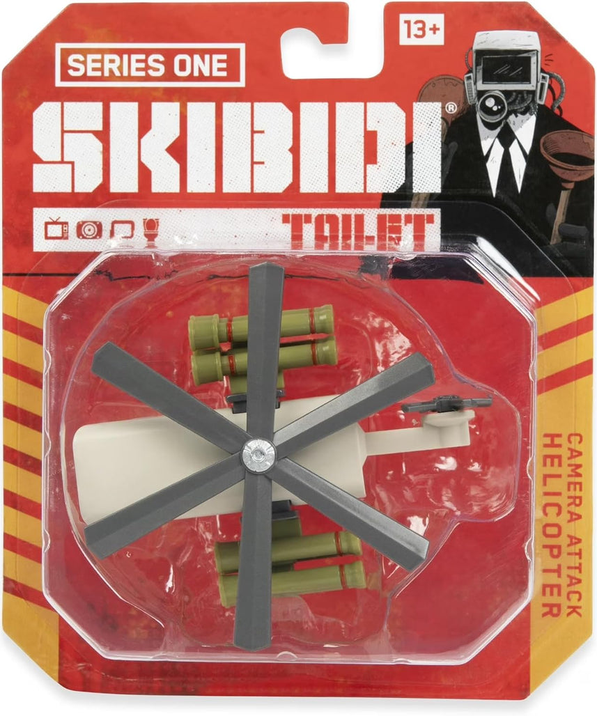 Skibidi Toilet, 1:64 Scale Diecast Collectible Action Figure & Vehicle Toy from Viral YouTube Series, Sci Fi Action Toy for Kids & Collectors, Suitable for Kids Ages 8+ (Camera Attack Helicopter)
