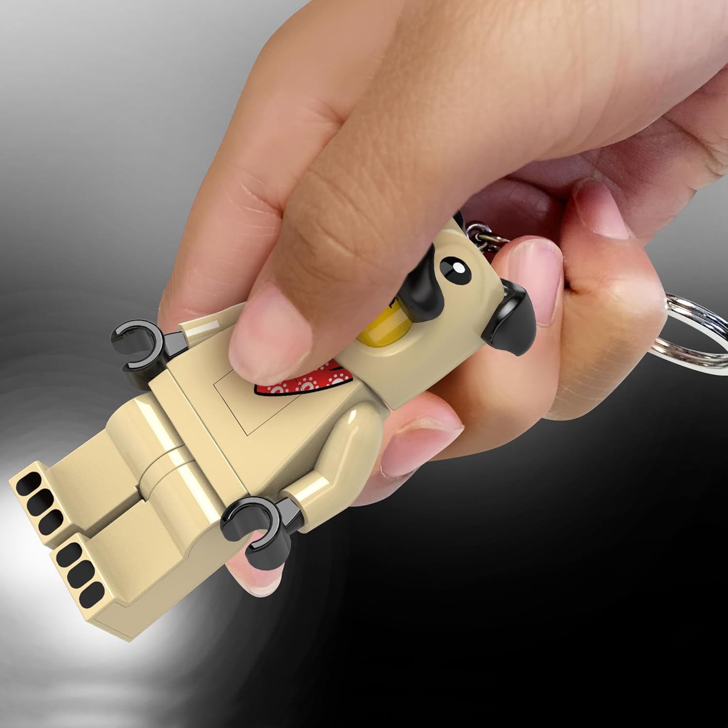 LEGO Minifigures Large 3 Inch Tall Figure Keychain Light - Pug Costume Guy (KE213H), White