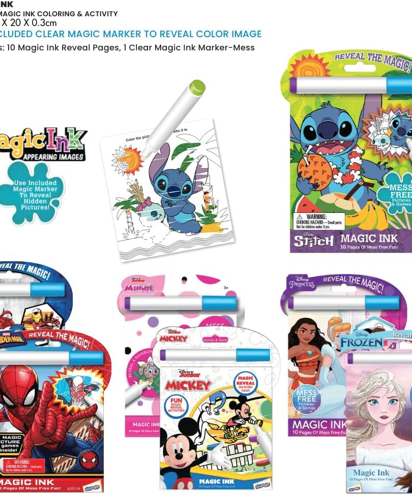 Skoodle Stitch Disney Magic Ink Activity Book with Mess-Free Marker for Kids, Multicolor
