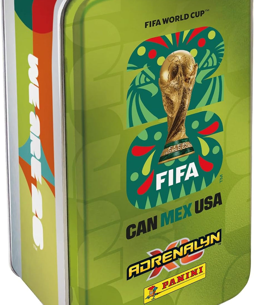 Panini FIFA World Cup 2026 Adrenalyn XL Classic Tin Trading Cards, 8 Packs with Limited Edition Cards and Golden Baller, Official Football Collectible Card Game Set for Kids and Collectors Age 6+