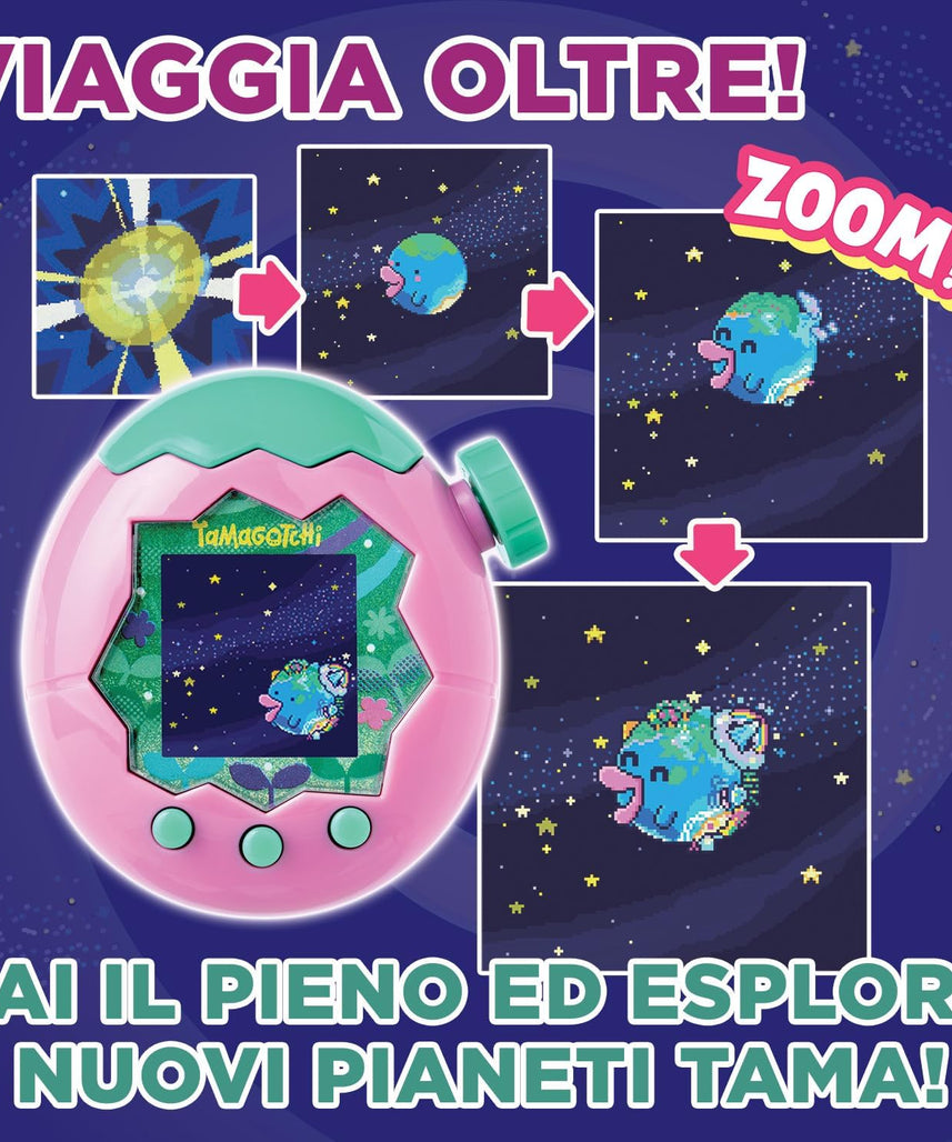 Bandai - Tamagotchi Paradise Ciel - Virtual Animal to Raise - Tamagotchi with Zoom Wheel - Interactive Toy in French - Purple and Pink Sky Model - Children's Toy Age 6+ - 43423