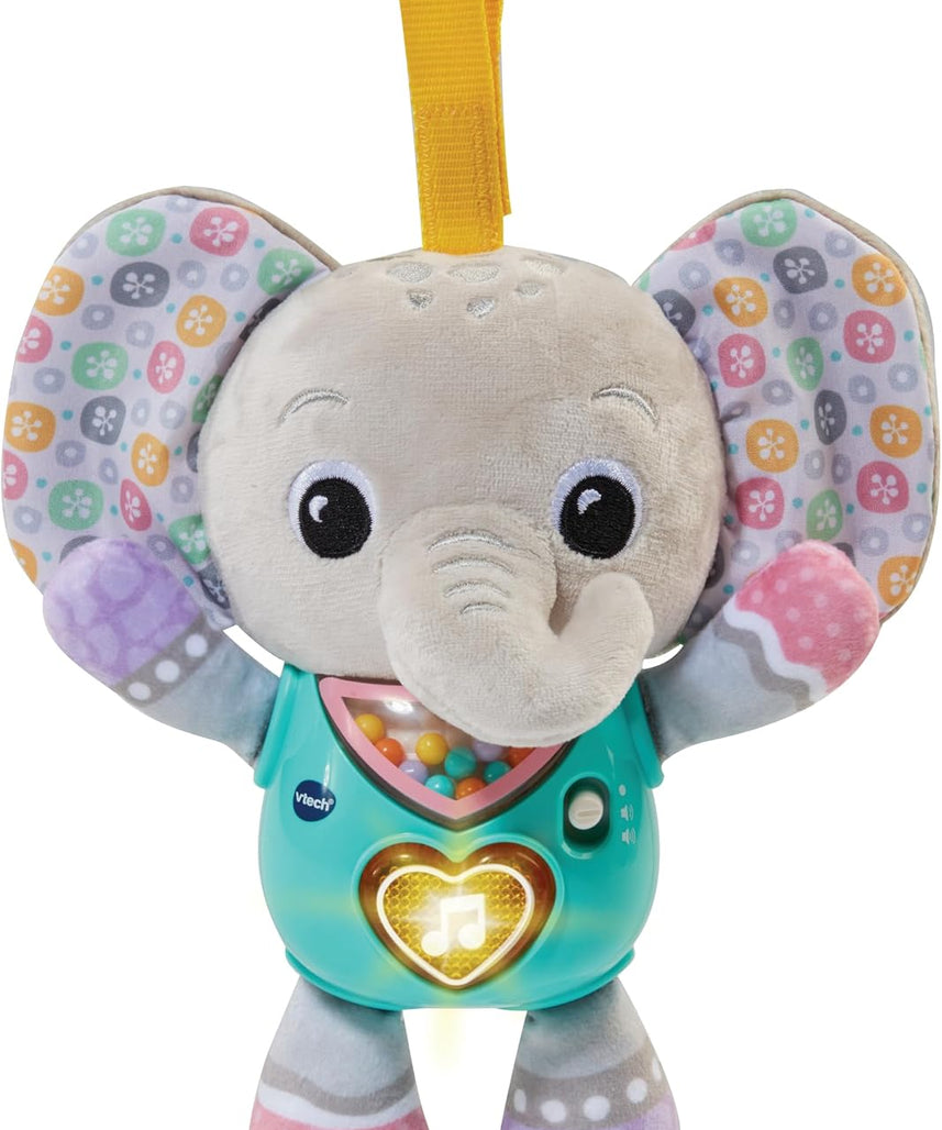 VTech Baby Cuddle & Sing Elephant Interactive Toy with Lights, Numbers & Songs, Beads and Rattle Textures, Gifts for Babies 3-6-9 Months + English Version