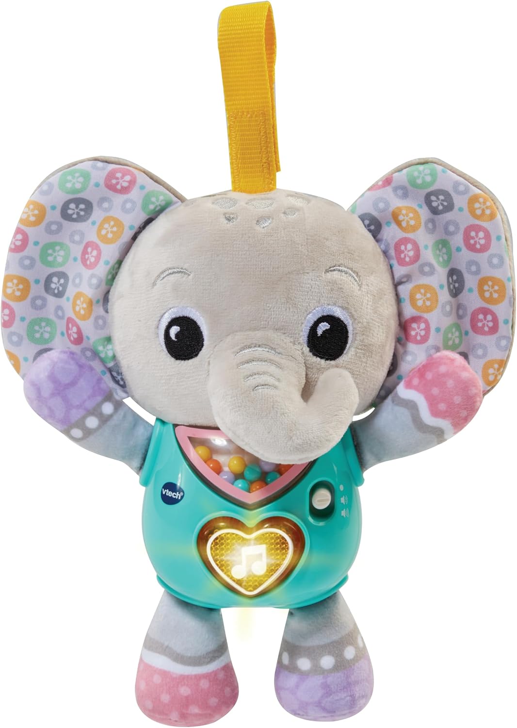 VTech Baby Cuddle & Sing Elephant Interactive Toy with Lights, Numbers & Songs, Beads and Rattle Textures, Gifts for Babies 3-6-9 Months + English Version