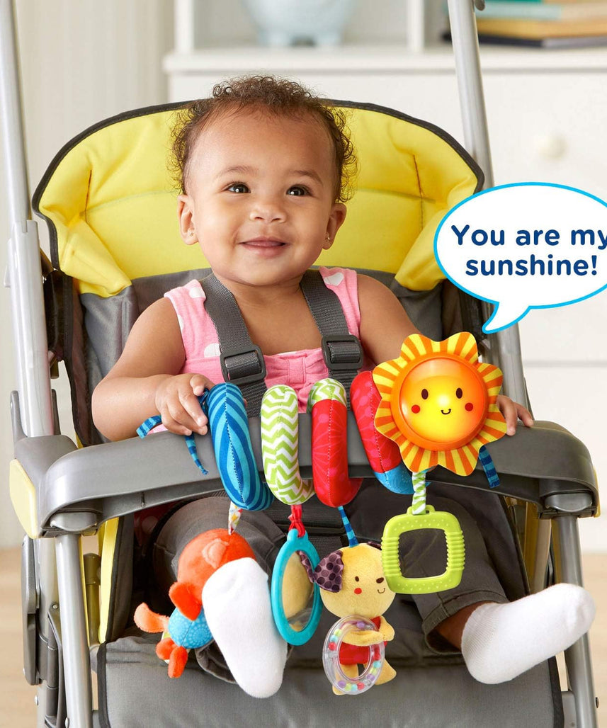 VTech Sunny Days Musical Spiral Activity Toy with Light-Up Sun, Songs, Melodies, Mirror, Rattle & Sensory Toys for Strollers and Infant Carriers, Ages 0+ Months