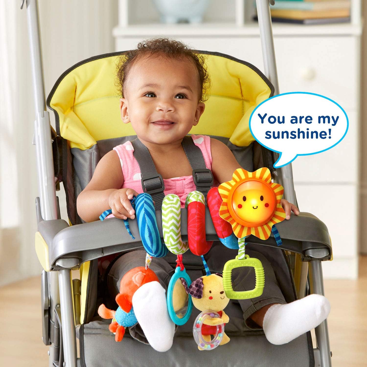 VTech Sunny Days Musical Spiral Activity Toy with Light-Up Sun, Songs, Melodies, Mirror, Rattle & Sensory Toys for Strollers and Infant Carriers, Ages 0+ Months