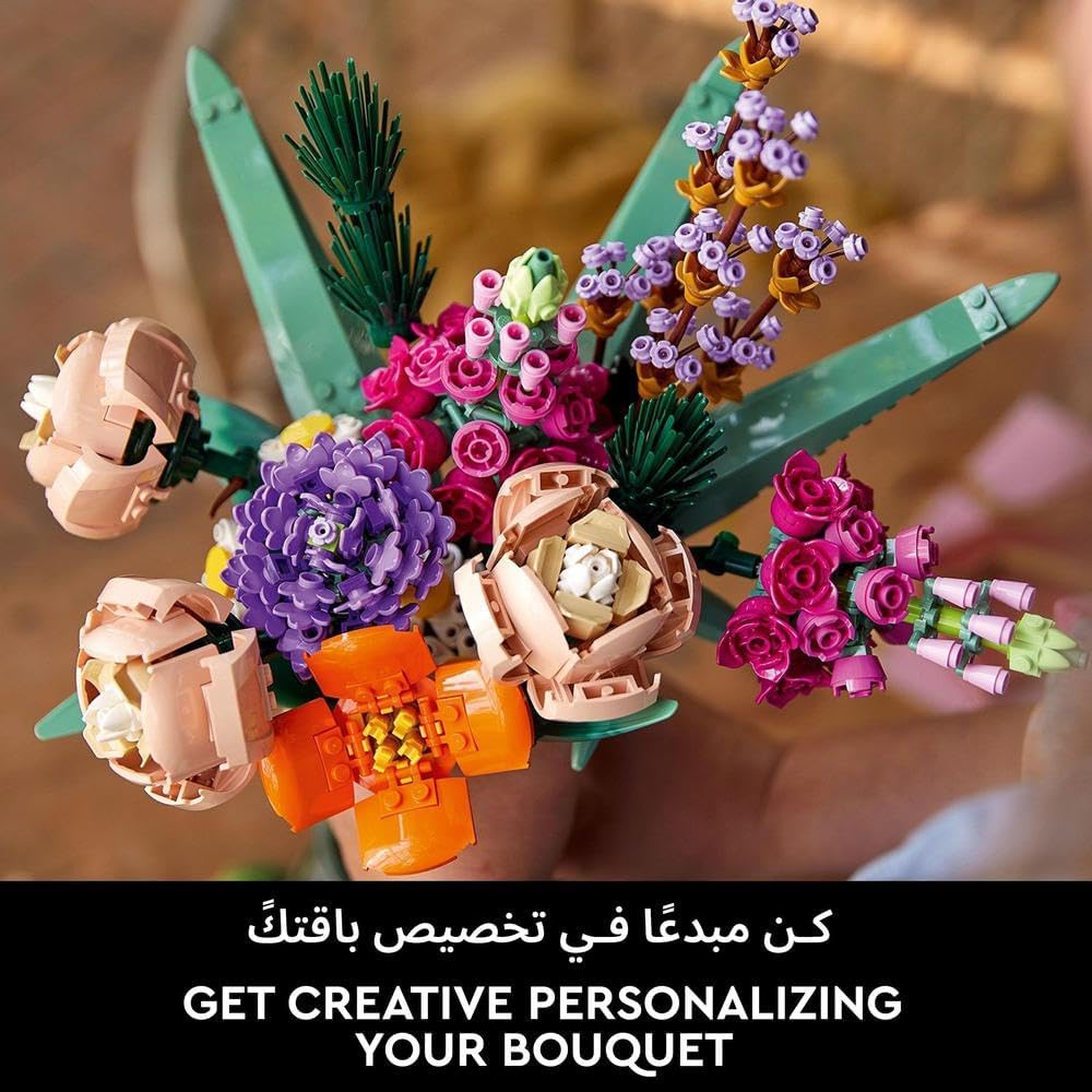 LEGO Botanicals Flower Bouquet - Artificial Flowers Set for Adults incl. Roses, Snapdragons, Poppies, Asters & Daisies - Ramadan Gift Idea for Women and Men - Botanical Collection - 10280