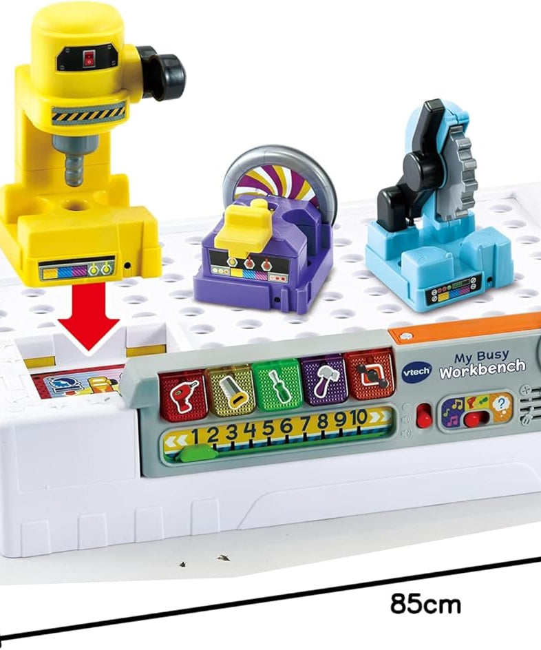 VTech My Busy Workbench, Interactive Toddler Toy, Pretend Play Tools, 100+ Pieces, Lights, Music & Sounds, Kids Gifts 3, 4, 5 + Years, English Version