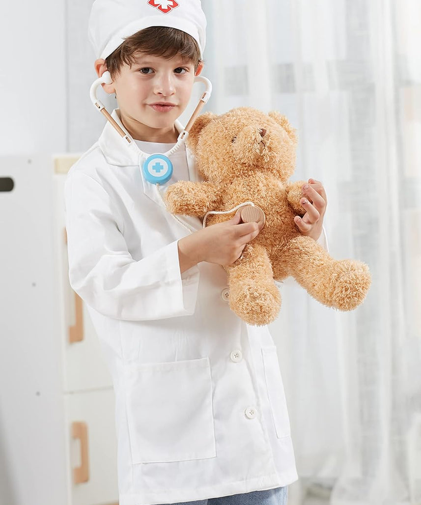 Viga Little Doctor Uniform and Hat Apron for Kids 3+ Pretend Play Costume Multicolor
