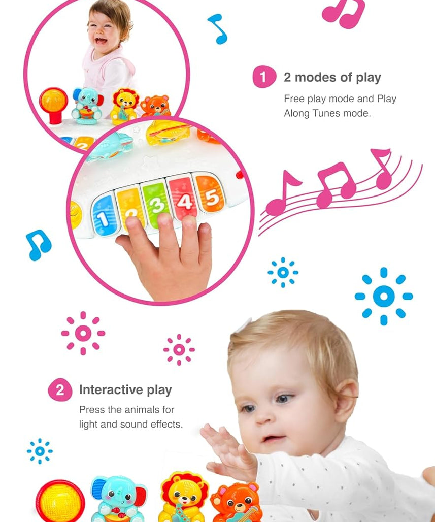 Winfun Jungle Pals Piano Interactive Toy for Kids, Musical Keyboard Baby Toy with Animal Sounds and Light Up Features, Early Learning Music Toy for 12+ Months