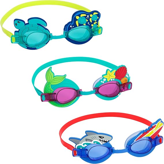 Bestway AquaPals Goggles Character, Swim Gears, Include a Fully Adjustable Strap and Nose Bridge, Child 3+