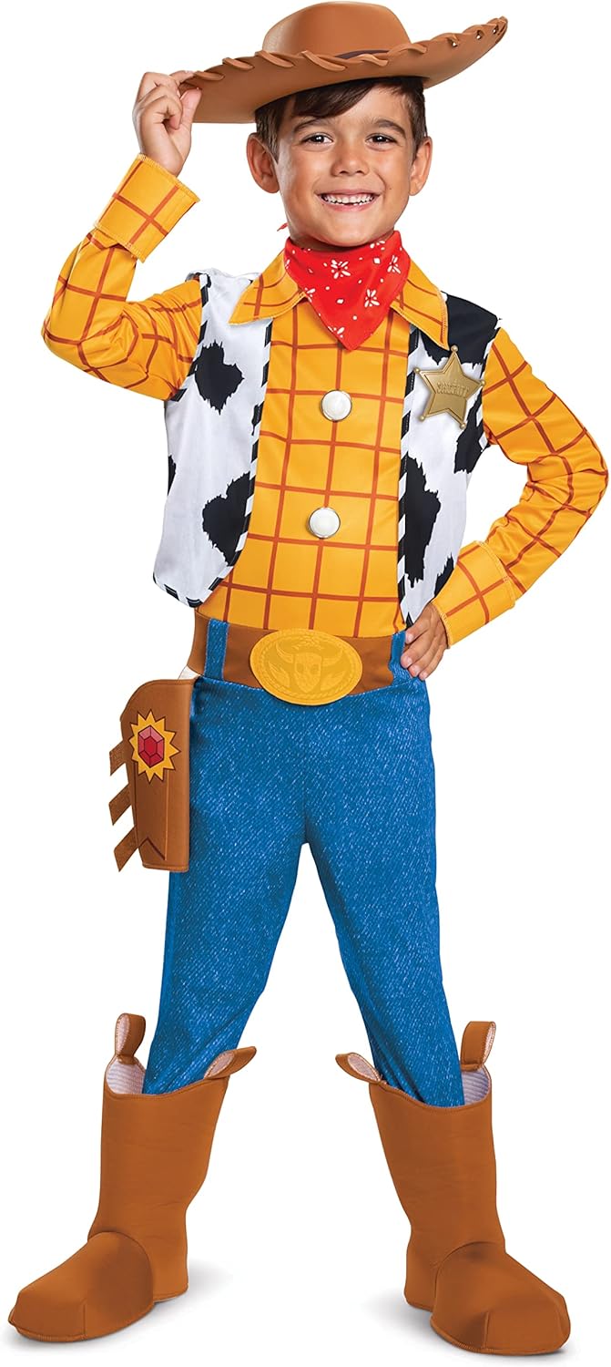 Disguise Disney Pixar Woody Toy Story 4 Deluxe Boys' Costume, Multi, Medium (7-8)