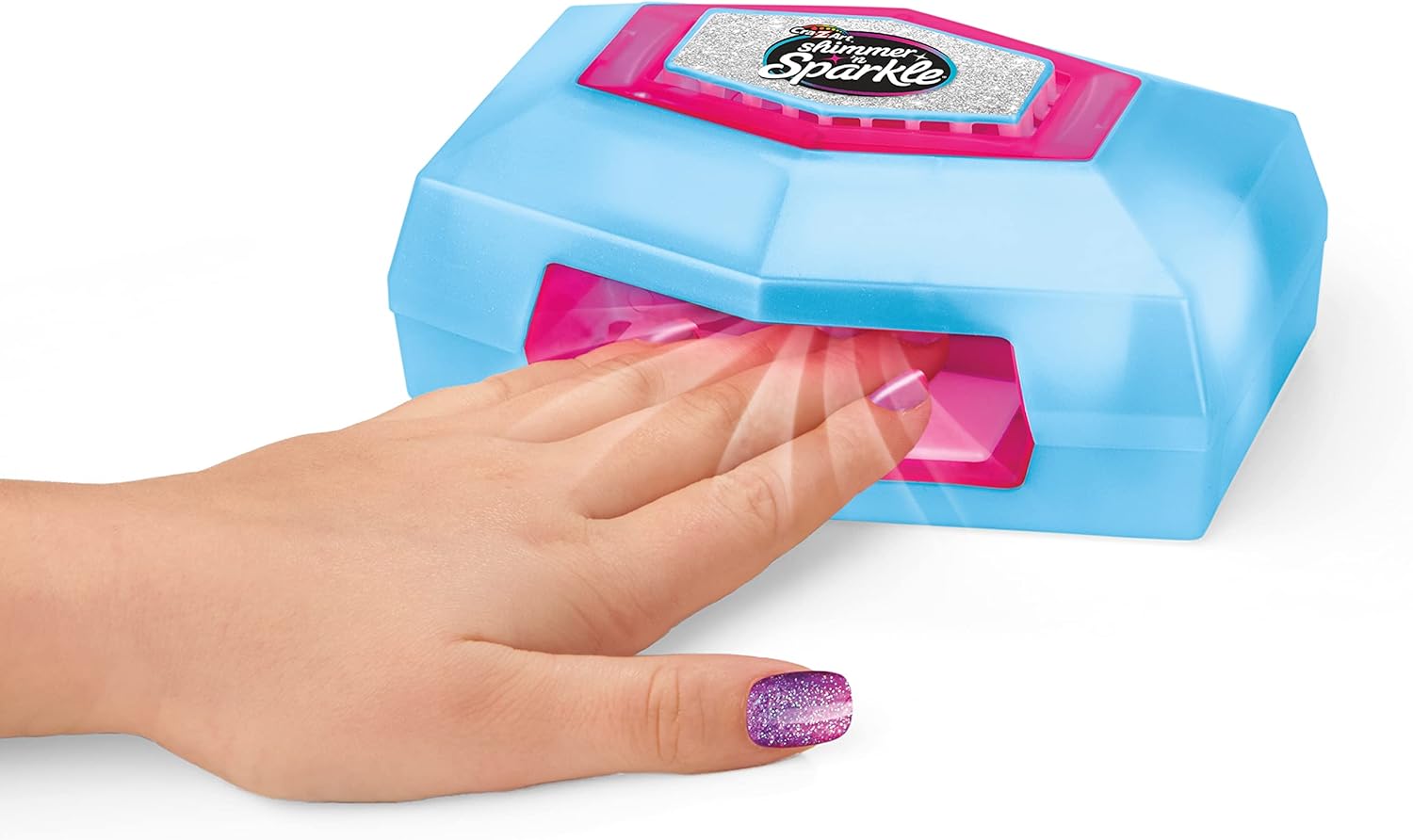Shimmer 'n Sparkle Ultimate Glitter Nail Designer Set, All-in-One Salon Kit with Light-Up Nail Dryer, 8 Nail Polishes, Glitter, Gems, Nail Stickers & Press-On Rings, Creative Nail Art Kit for Kids Girls Ages 8+
