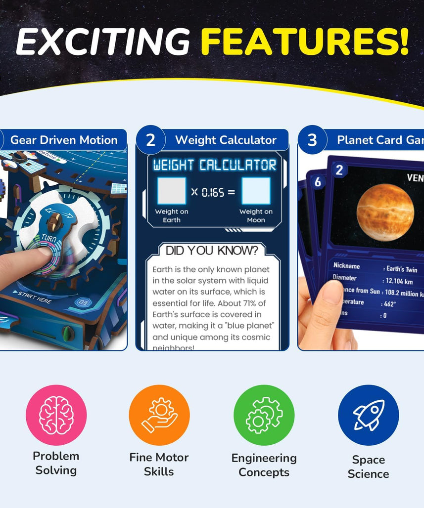Smartivity DIY Solar System Kit | Gear-Driven Working Model of Planets | Birthday Gift for Boys & Girls 8-14 YearsI Build, Rotate & Explore Astronomy | Learn Solar System & Science Facts