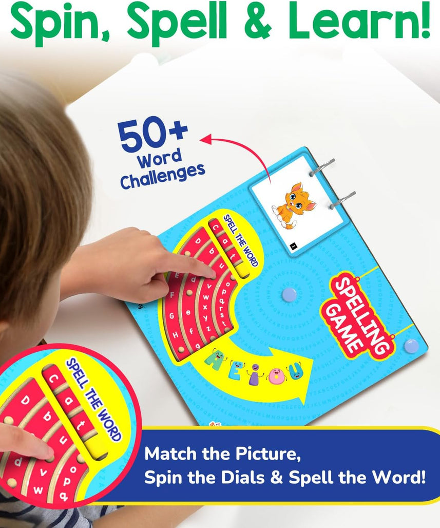 Smartivity Spelling Game Learning Toy for Kids 4-8 Years Old I 50+ Picture Cards I Birthday Gift I Educational Word & Vocabulary Building Toy with Rotating Letter Wheels I Travel-Friendly