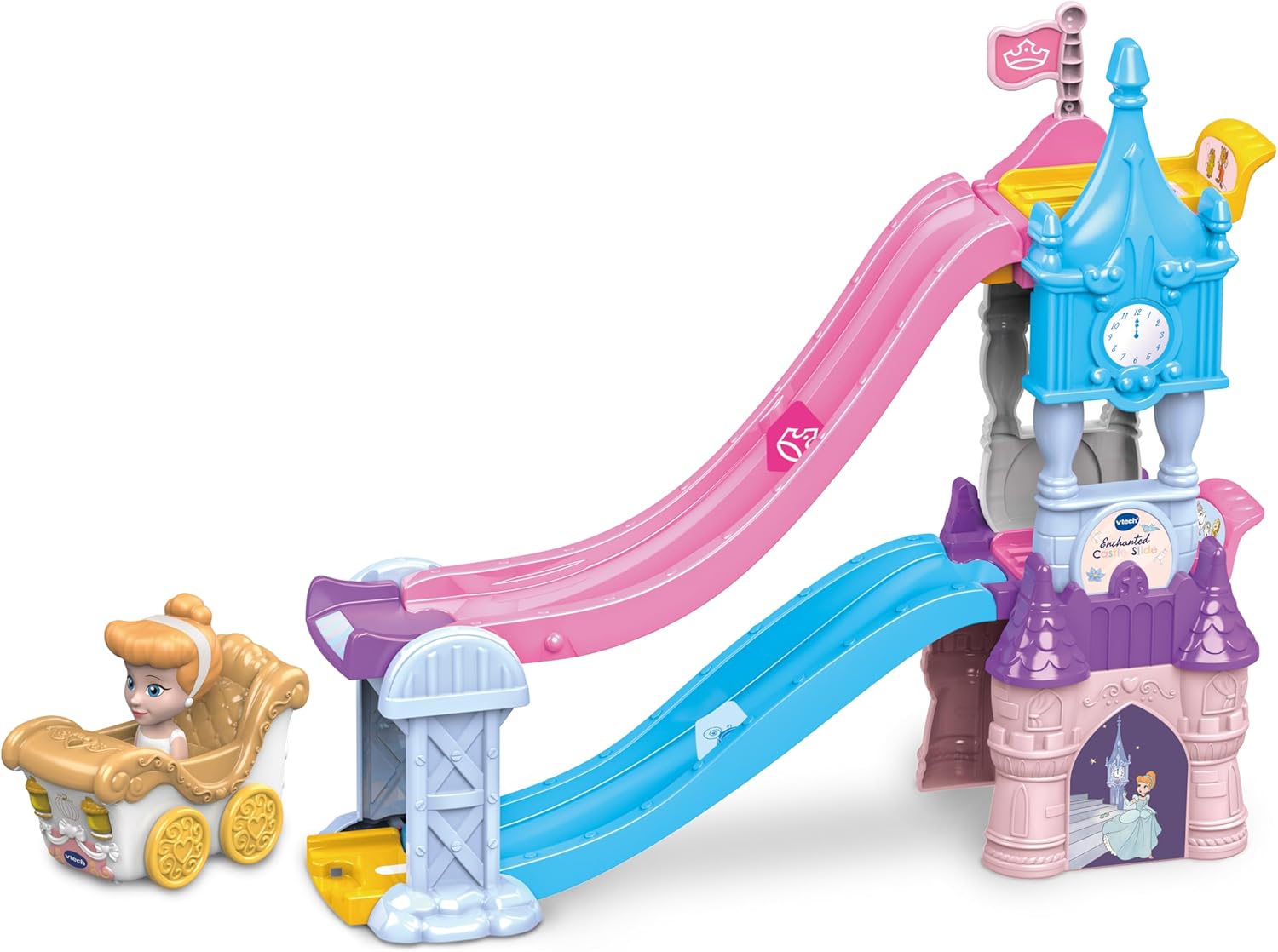 VTech, Toot-Toot Drivers, Enchanted Castle Slide, Disney Princess Playset, with Cinderella Vehicle, Lights, Songs, Phrases, Interactive, for Kids Ages 1-5+