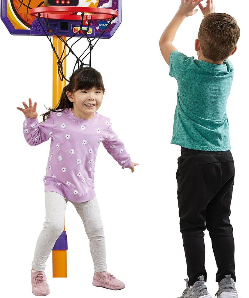 VTech Counting Hoops Basketball Stand – Adjustable Interactive Hoop with LED Screen & 3 Games, Toddler Toy for Ages 3+