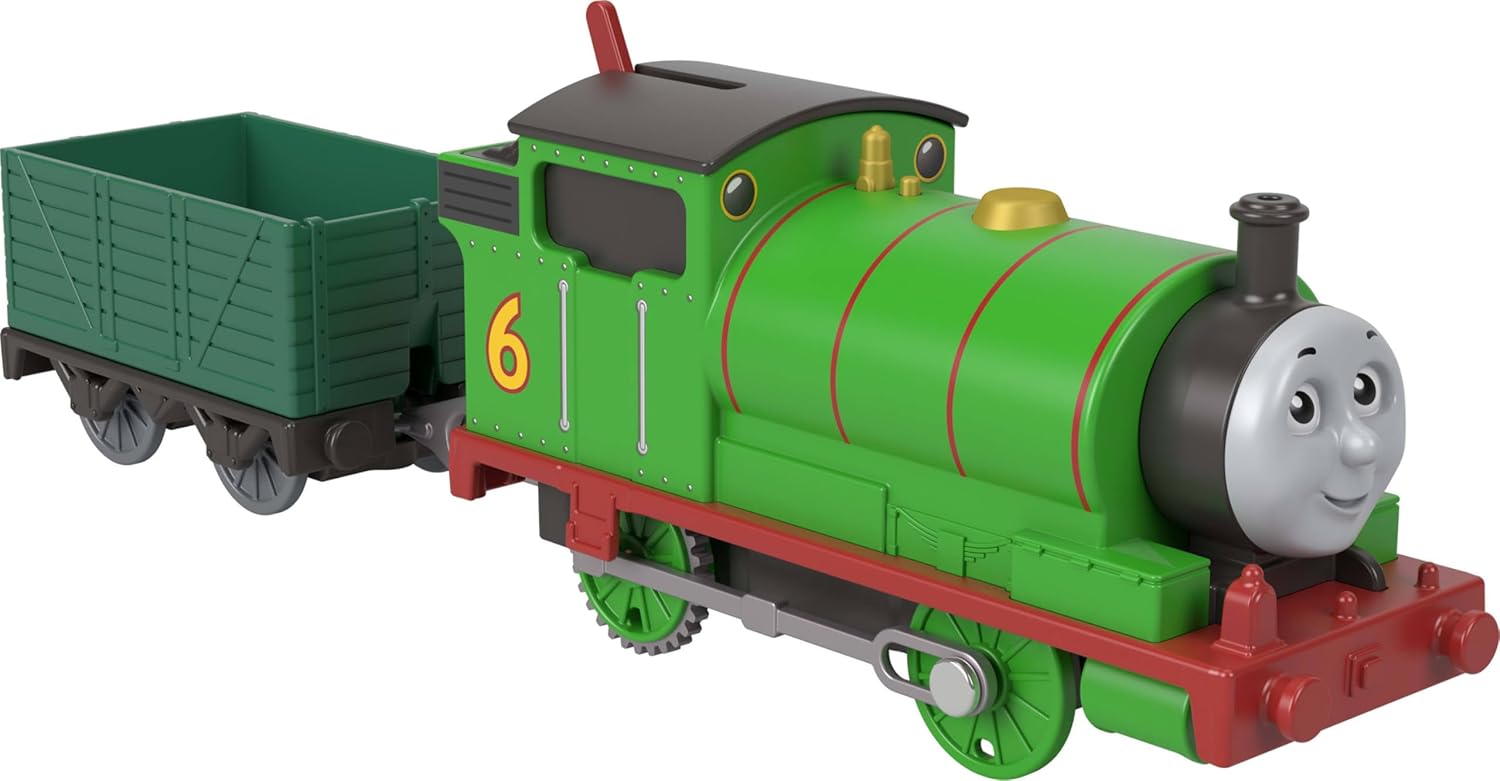 Fisher-Price Thomas and Friends Percy Classic Motorized Locomotive with Loading Wagon, Stimulates Toddlers' Play and Imagination, JGF94