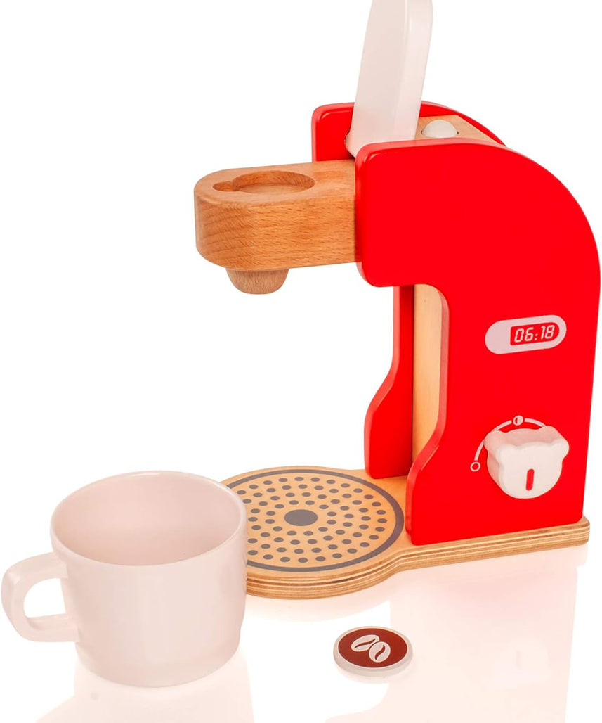 VIGA Pretend Play Wooden Coffee Maker for Toddlers, Role Play Educational Toy, Ages 3+